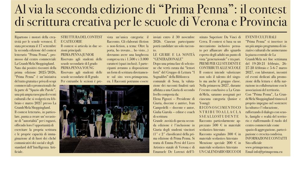 Ritaglio della pagina dedicata a Prima Penna